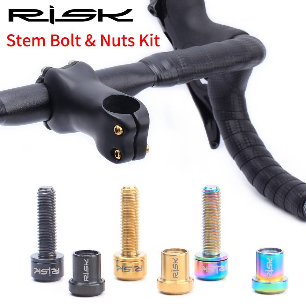 RISK 2sets/box M5x18mm Titanium Bicycle Stem Bolts For Mountain Road Bike Carbon Srews With Gasket Nuts Kits Parts Screw Color : Rainbow|Golden|Black RISK 2sets/box M5x18mm Titanium Bicycle Stem Bolts For Mountain Road Bike Carbon Srews With Gasket Nuts Kits Parts Screw Color : Rainbow|Golden|Black