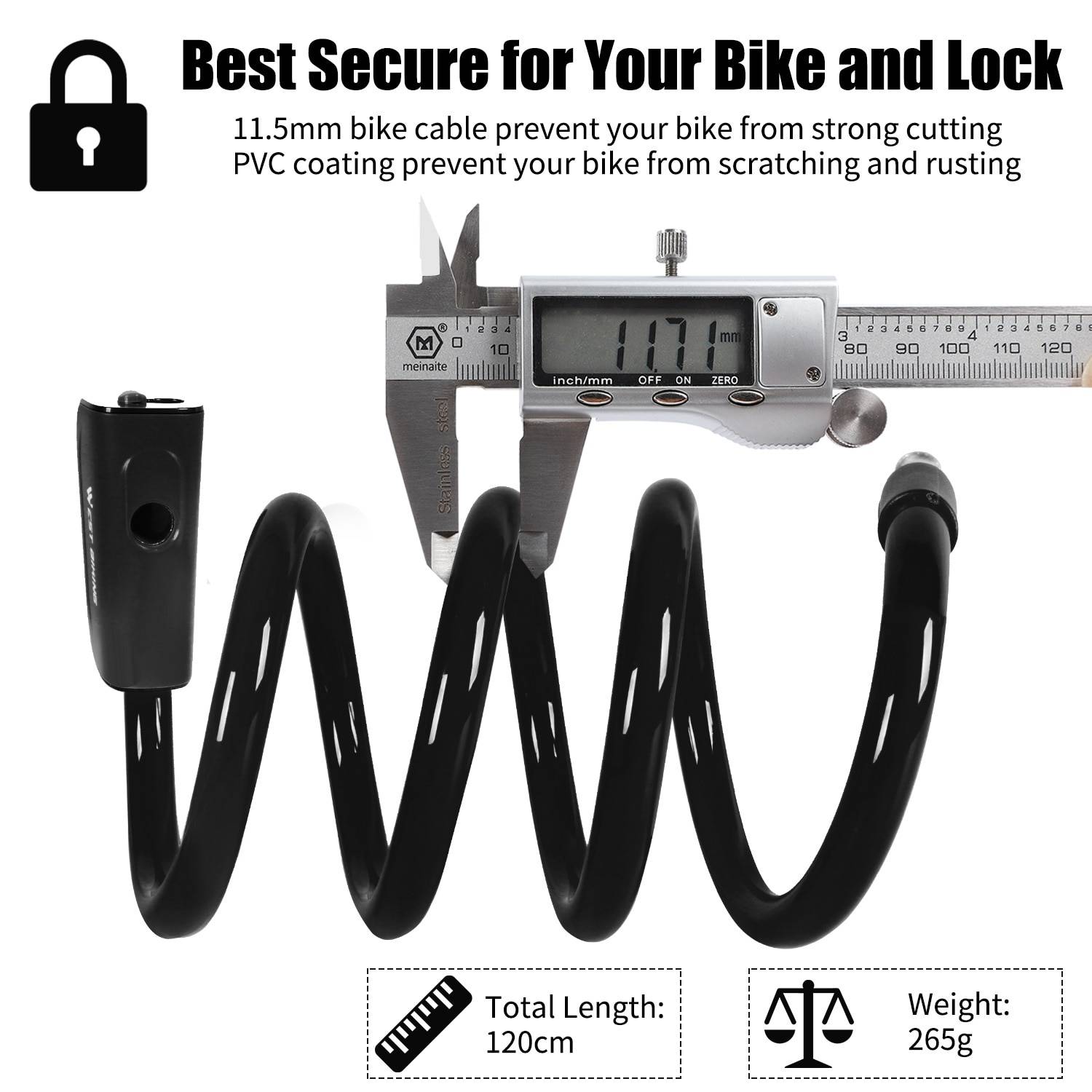 WEST BIKING Bike Lock 1.2m Anti Theft Security Bicycle Accessories With 2 Keys Cable Lock MTB Road Bike Motorcycle Cycling Lock Accessories Bicycle Lock Color : Orange|Blue|Black WEST BIKING Bike Lock 1.2m Anti Theft Security Bicycle Accessories With 2 Keys Cable Lock MTB Road Bike Motorcycle Cycling Lock Accessories Bicycle Lock Color : Orange|Blue|Black