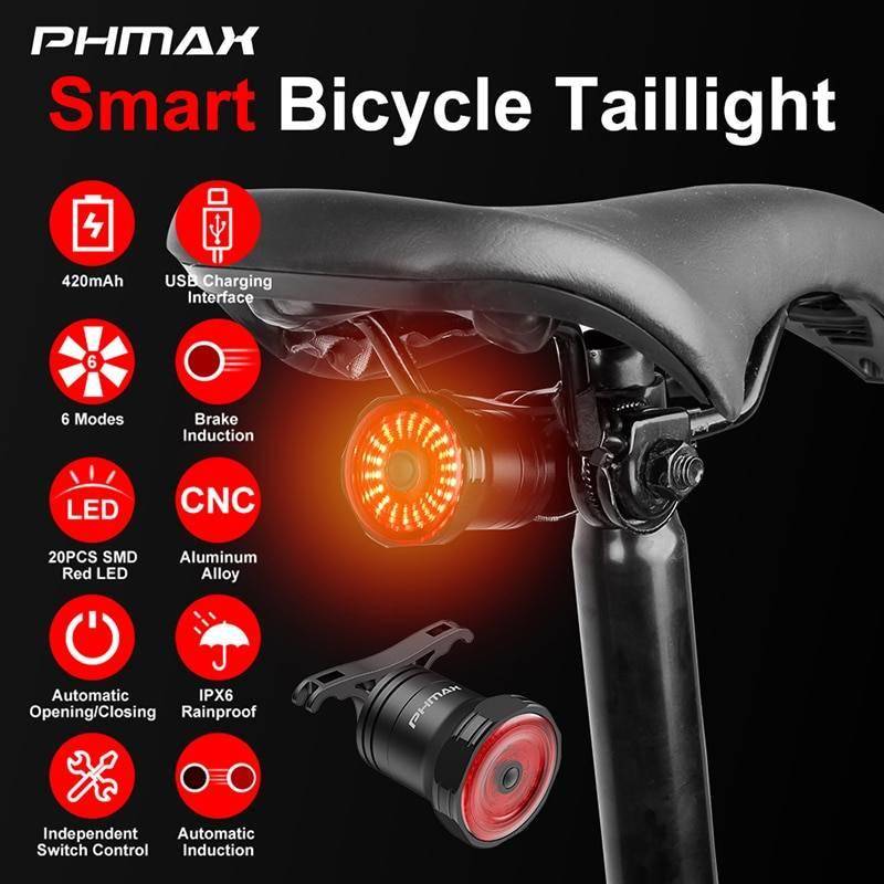 PHMAX Rear Light Bicycle High Visibility Taillight LED Smart Brake Auto Sensing Bike Light IPX6 Waterproof Charging Tail Light Accessories Bicycle Light PHMAX Rear Light Bicycle High Visibility Taillight LED Smart Brake Auto Sensing Bike Light IPX6 Waterproof Charging Tail Light Accessories Bicycle Light  Bike Style Store https://bikestylestore.com https://bikestylestore.com/phmax-rear-light-bicycle-high-visibility-taillight-led-smart-brake-auto-sensing-bike-light-ipx6-waterproof-charging-tail-light/